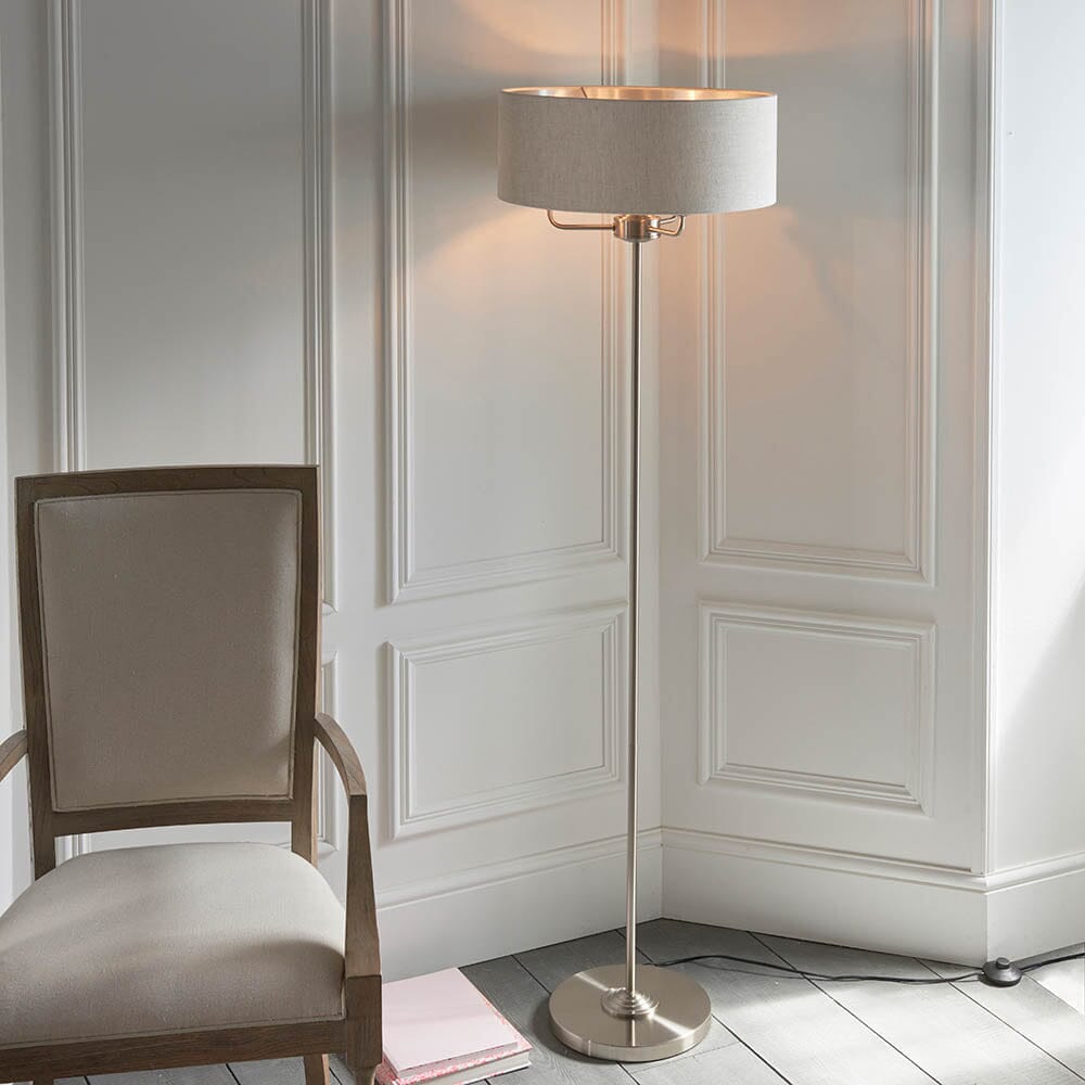 Juniper 3 Light Chrome Floor Lamp with Neutral Shade Lighting