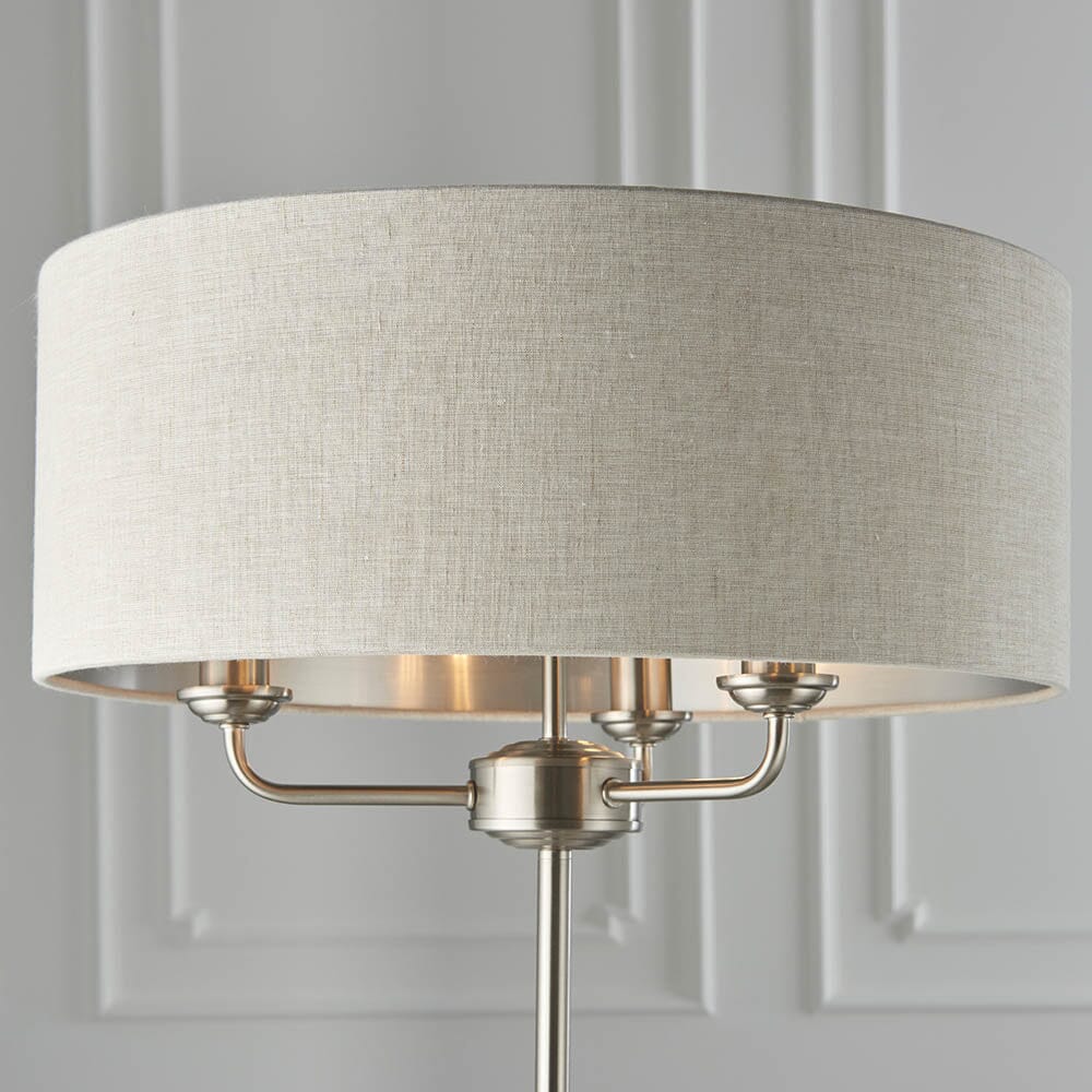 Juniper 3 Light Chrome Floor Lamp with Neutral Shade Lighting