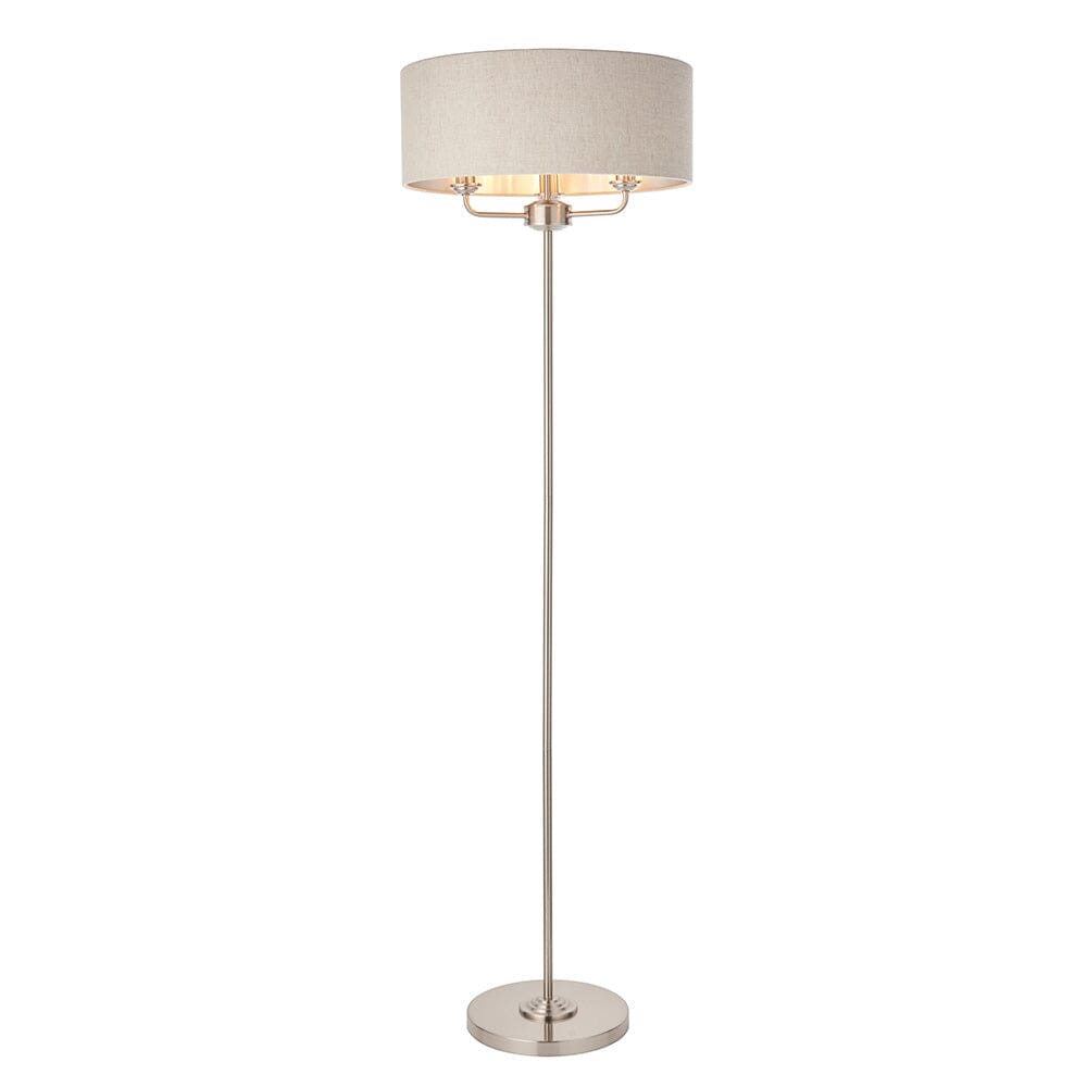 Juniper 3 Light Chrome Floor Lamp with Neutral Shade Lighting
