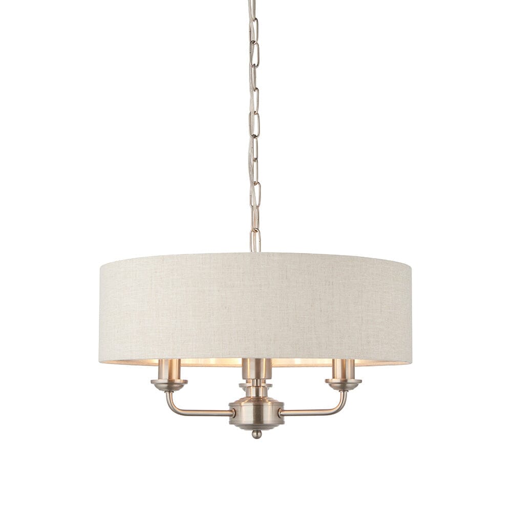 Juniper 3 Light Chrome Pendant Ceiling Light with Neutral Shade Lighting