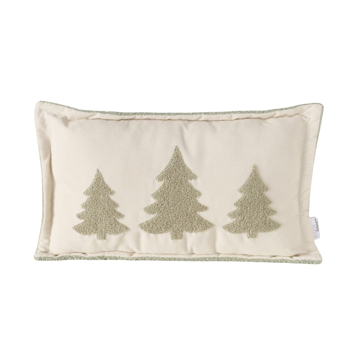 Juniper Cream & Sage Green Festive Filled Bolster Cushion - 50x30cm Textiles