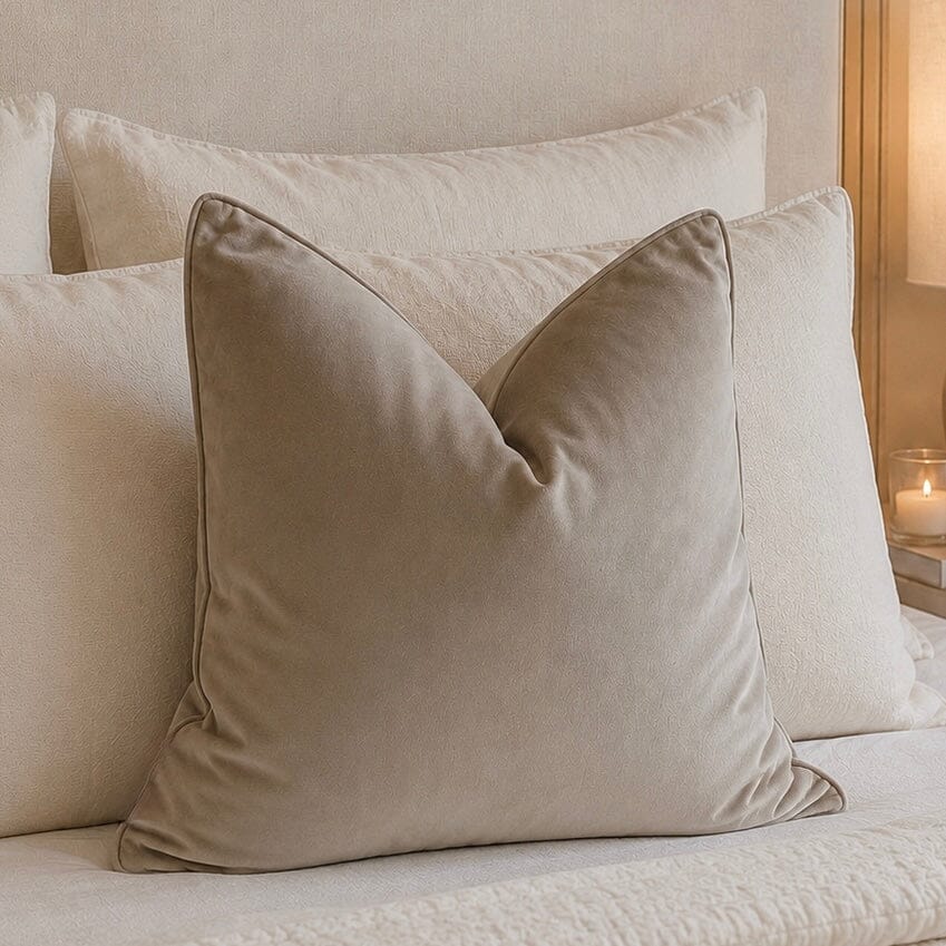 Juniper Mink Velvet Feather Filled Cushion- 45x45cm Textiles
