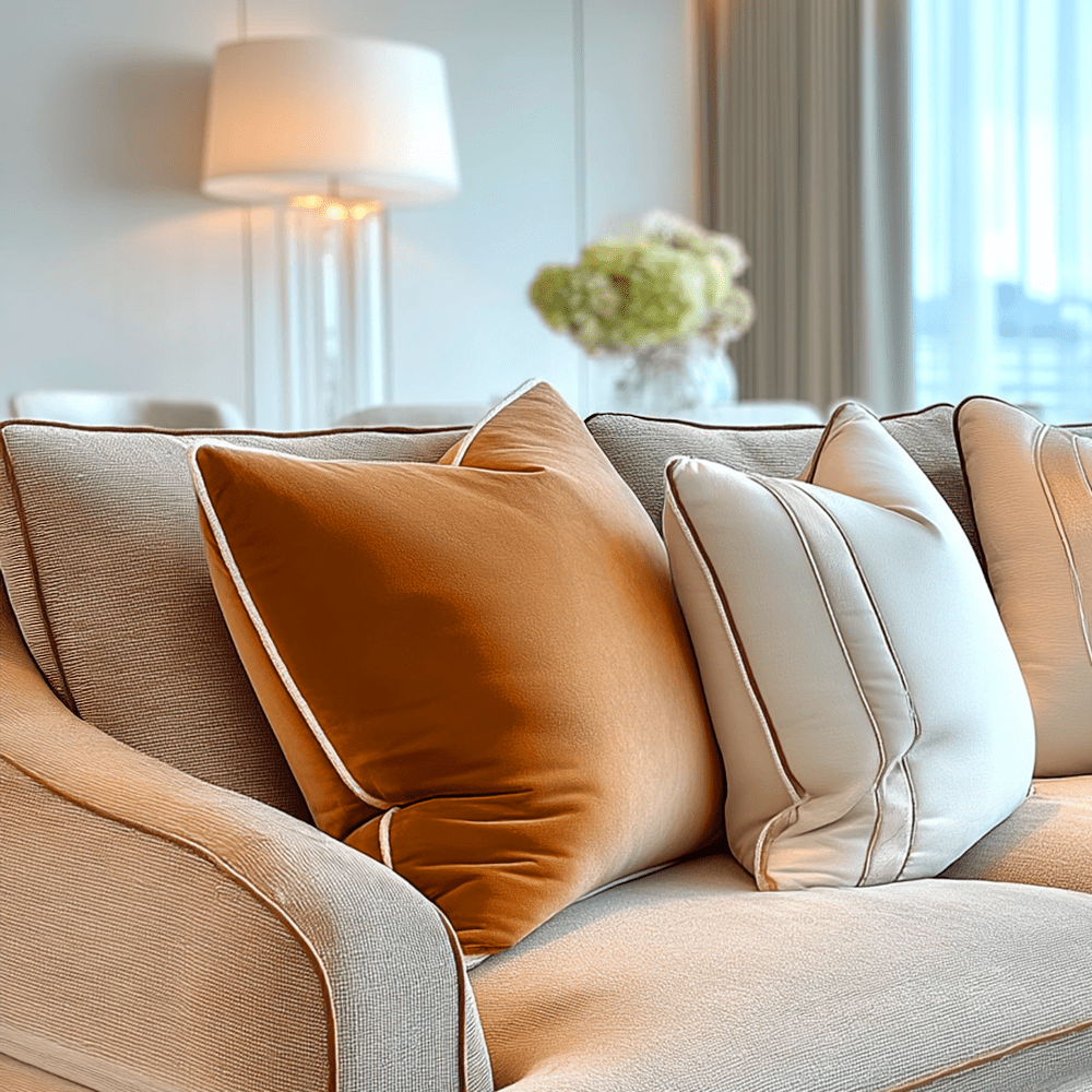 Juniper Rust & Ecru Velvet Cushion - 45 x 45cm Textiles