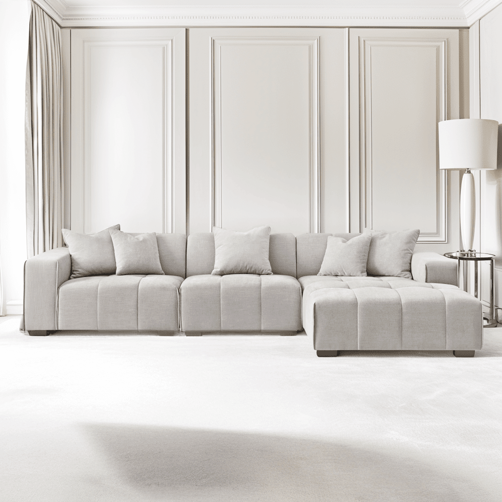 Kace Cloud Grey Boucle Tufted Right Hand Facing Corner Sofa Sofa
