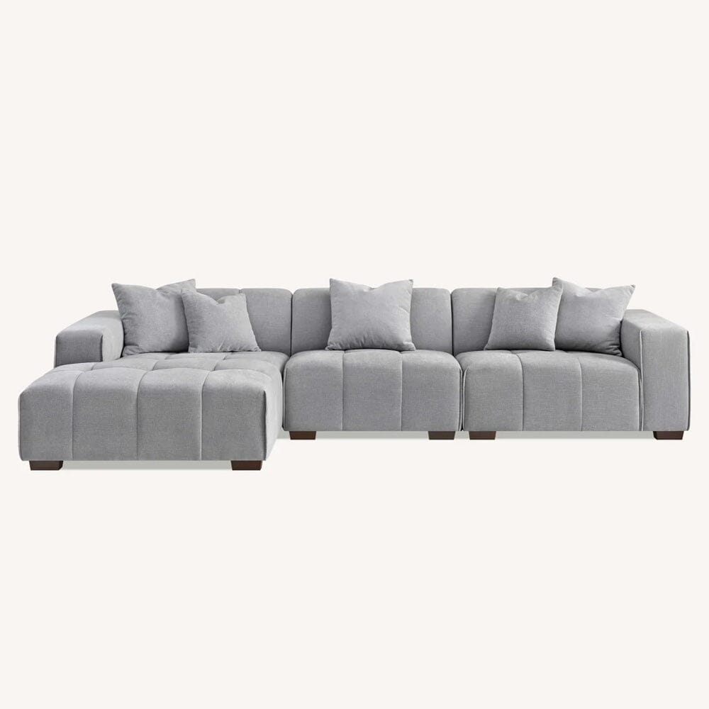 Kace Cloud Grey Boucle Tufted Sofa Range Sofa Chaise End Sofa - Left Hand Facing