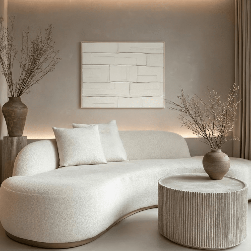 Kalo Cream Textured Framed Canvas Wall Art Accessories