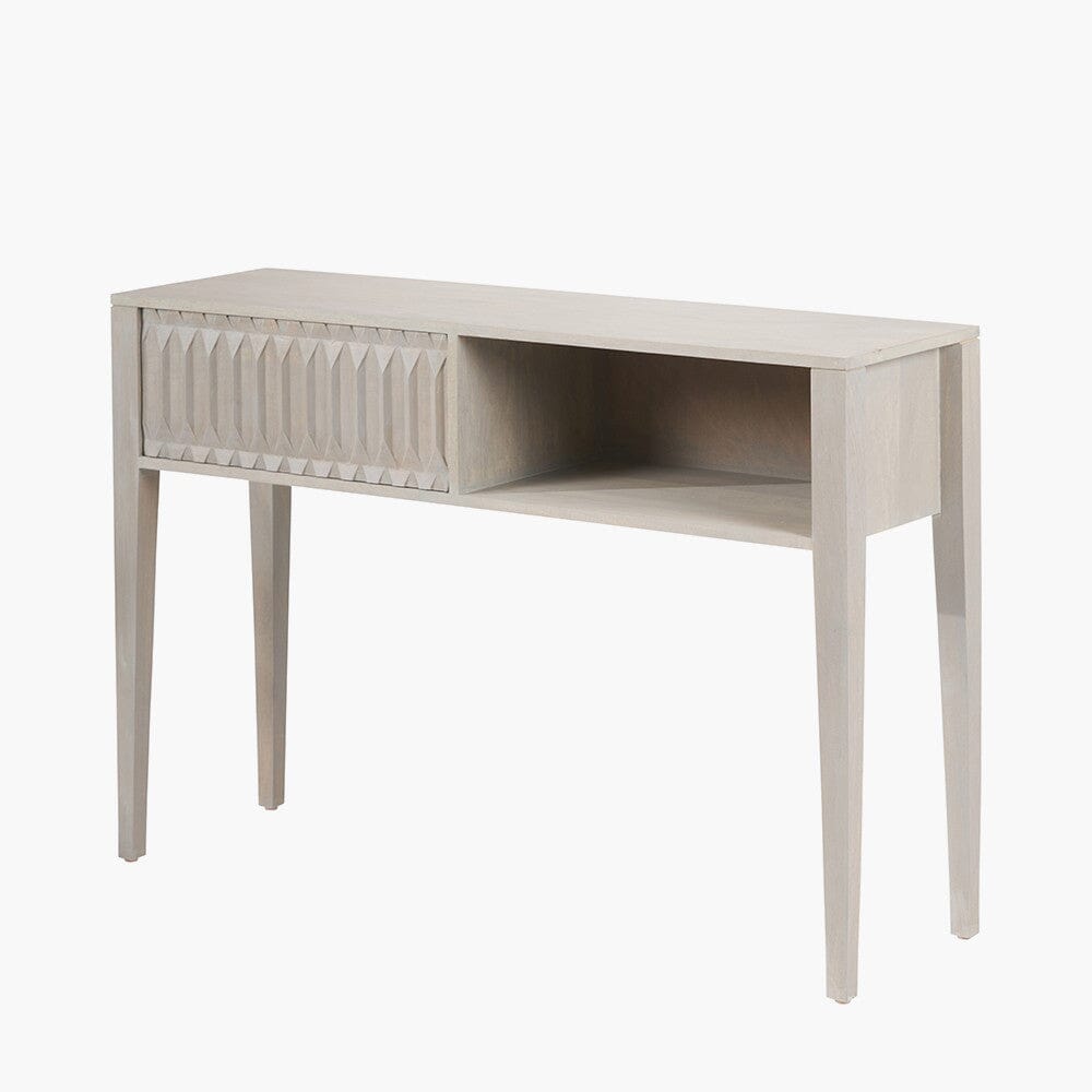 Kamala Light Grey Mango Wood 1 Drawer Console Table Furniture