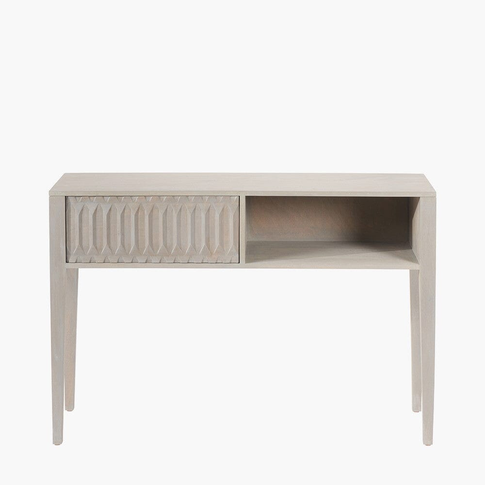 Kamala Light Grey Mango Wood 1 Drawer Console Table Furniture