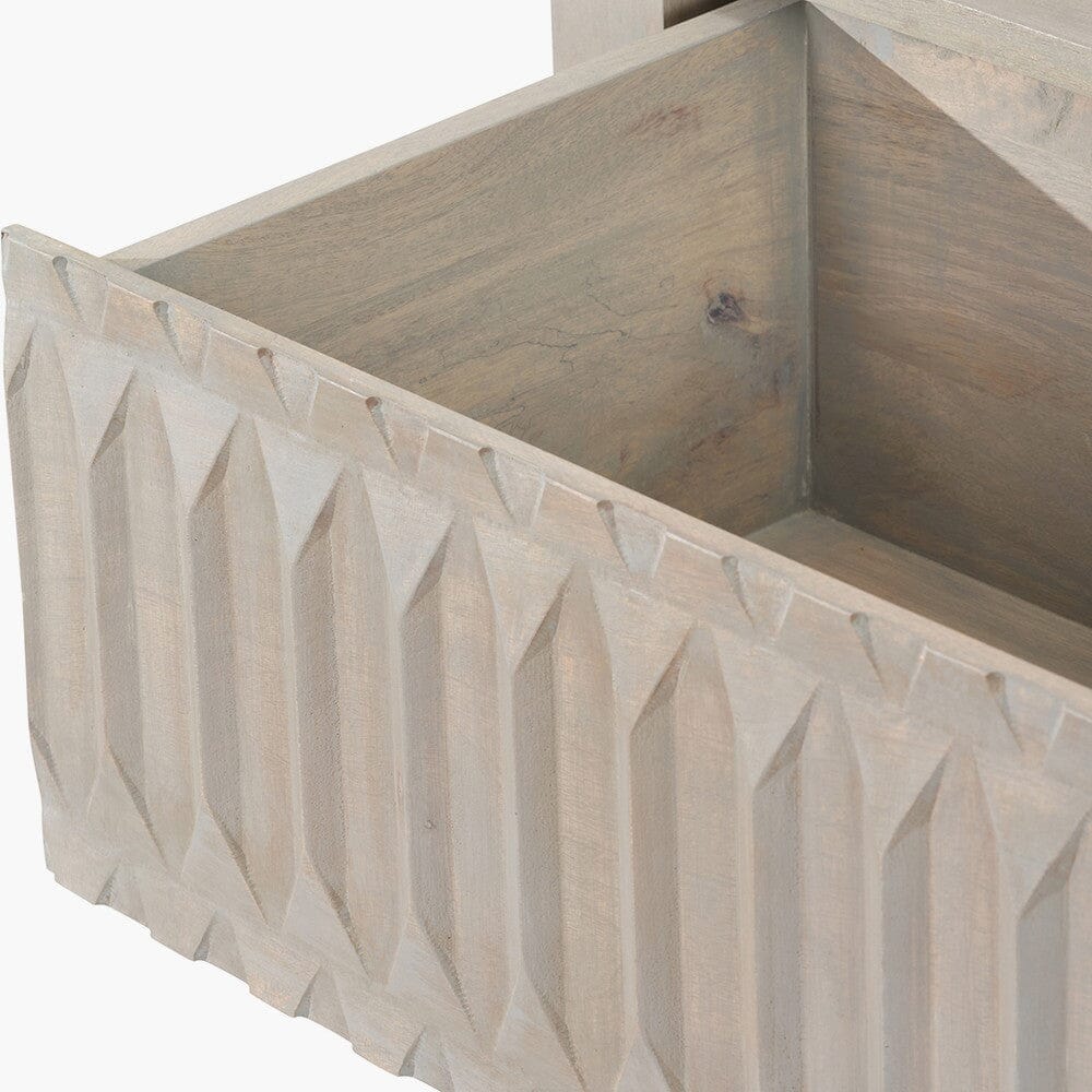 Kamala Light Grey Mango Wood 1 Drawer Console Table Furniture