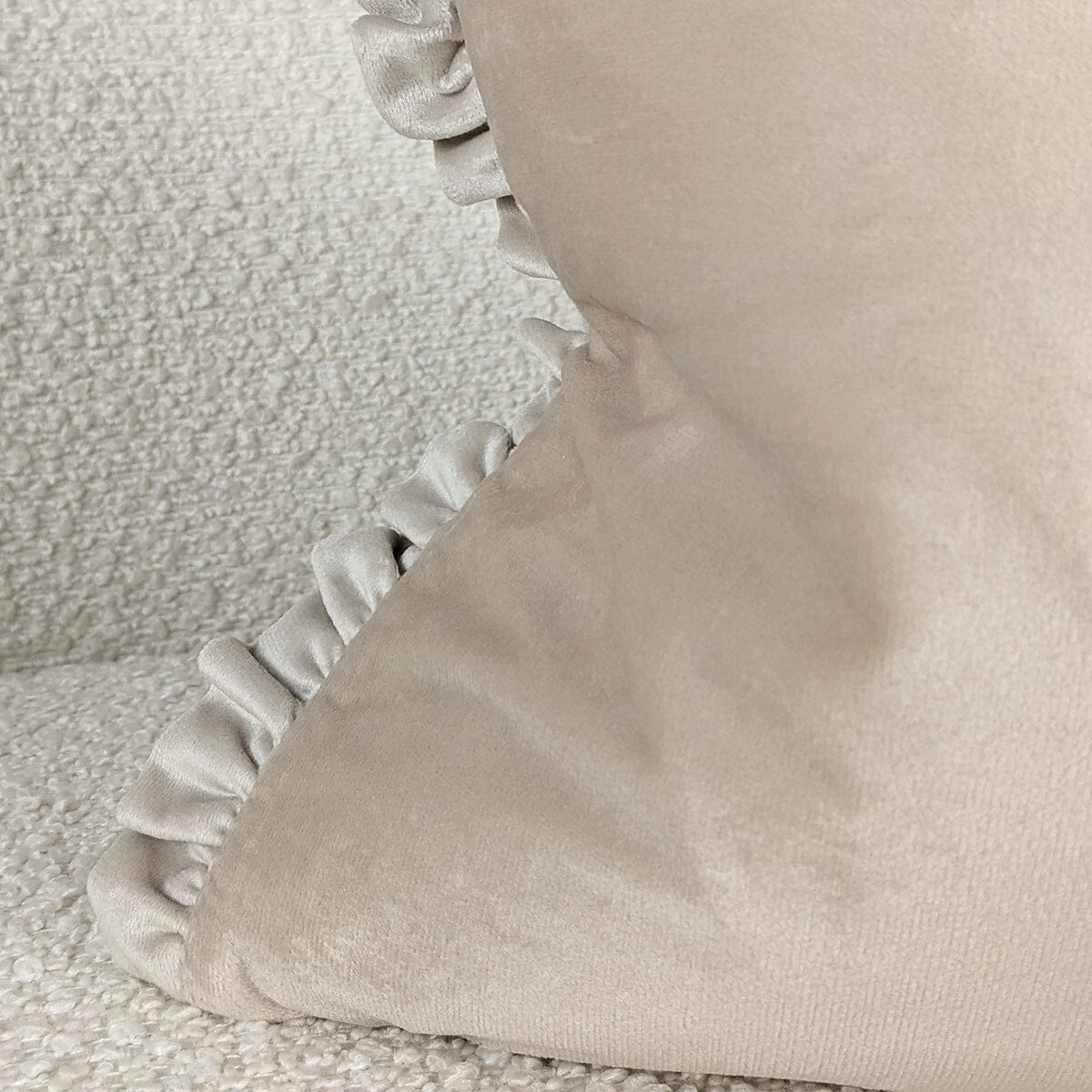 Katrina Cream & Nude Frill Edge Bolster Cushion - 30x50cm Textiles