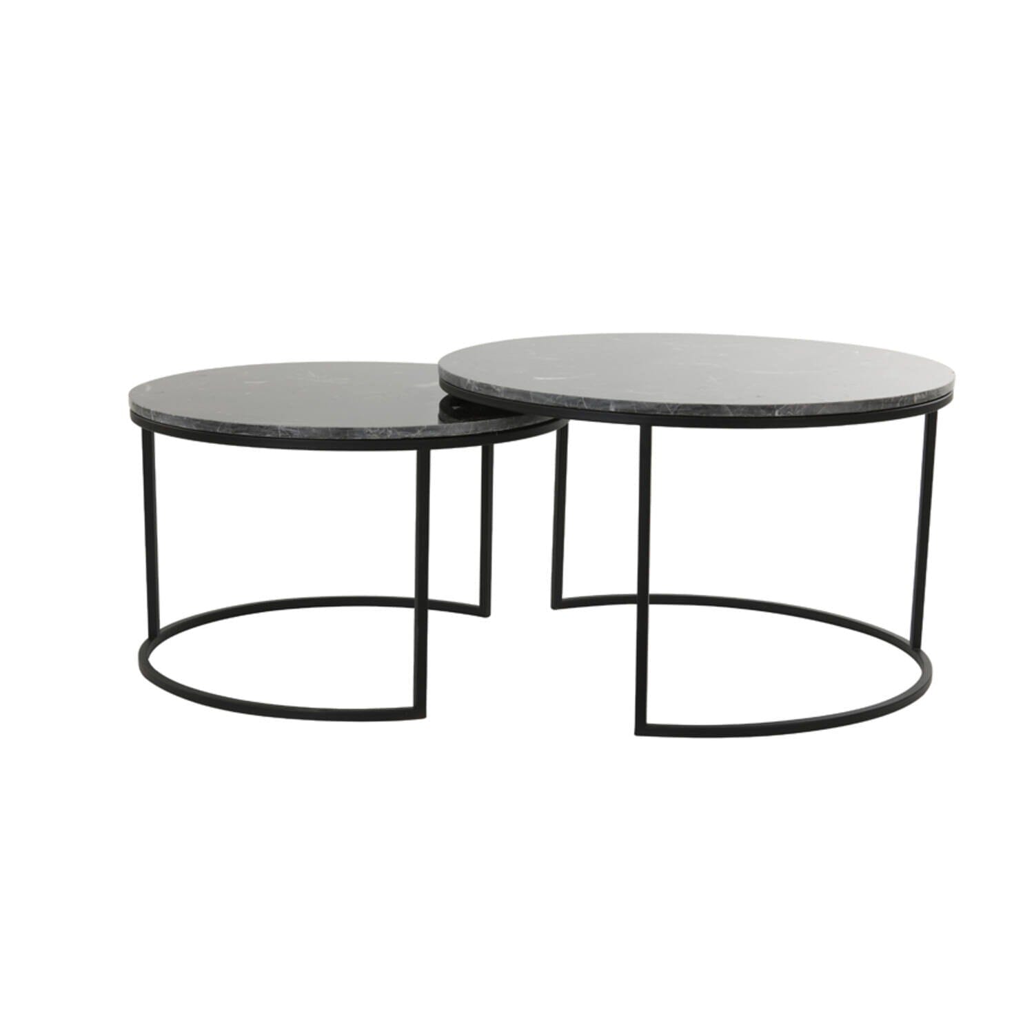 Keller Black Marble Nesting Coffee Tables Furniture