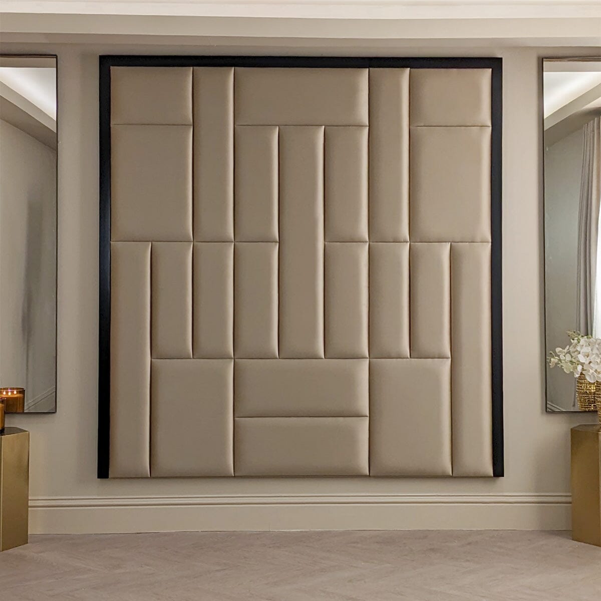 Kensington Serena Hazel Satin Premium Headboard with Black Frame MTO Beds and Headboards