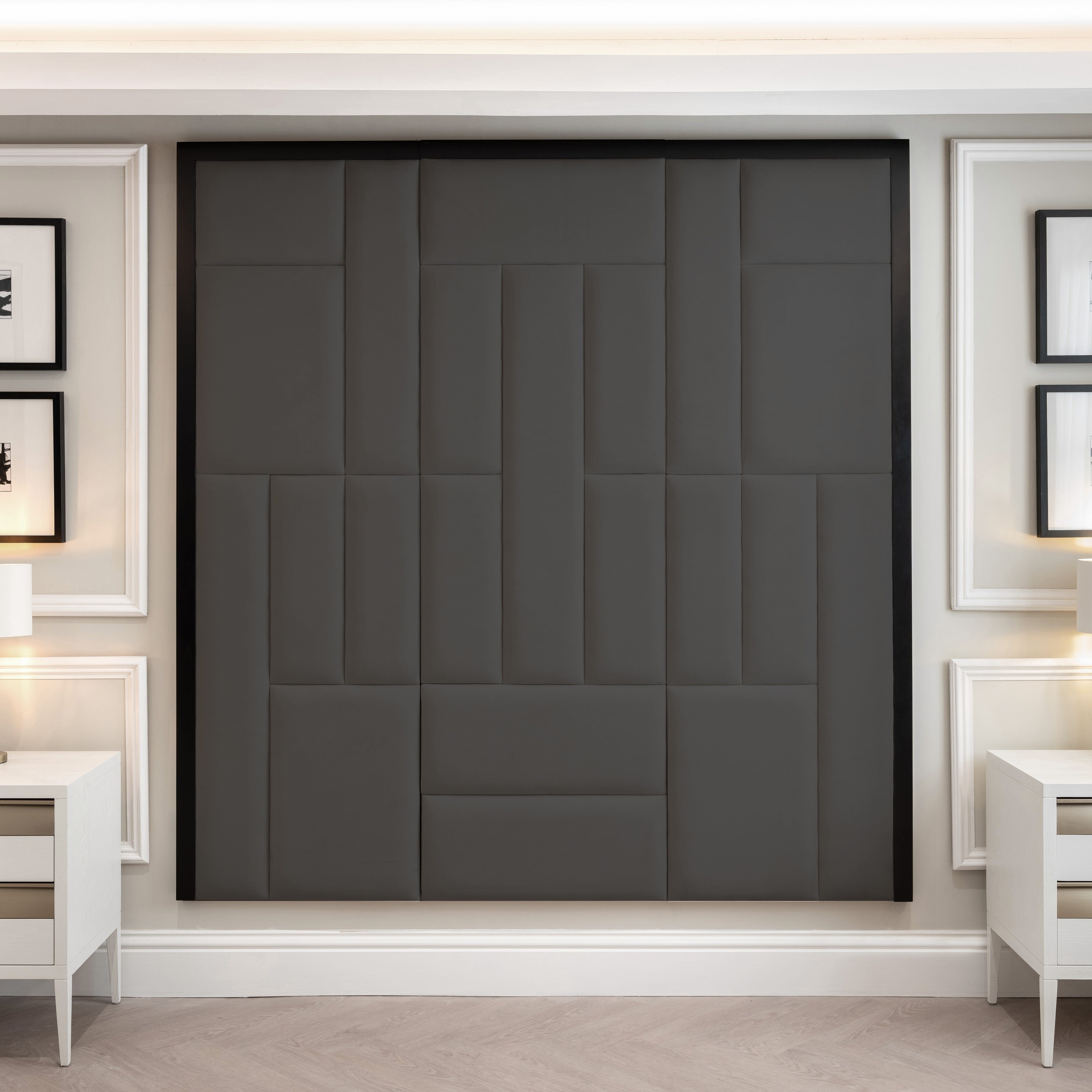 Kensington Shadow Grey & Black Premium Abstract Headboard MTO Beds and Headboards