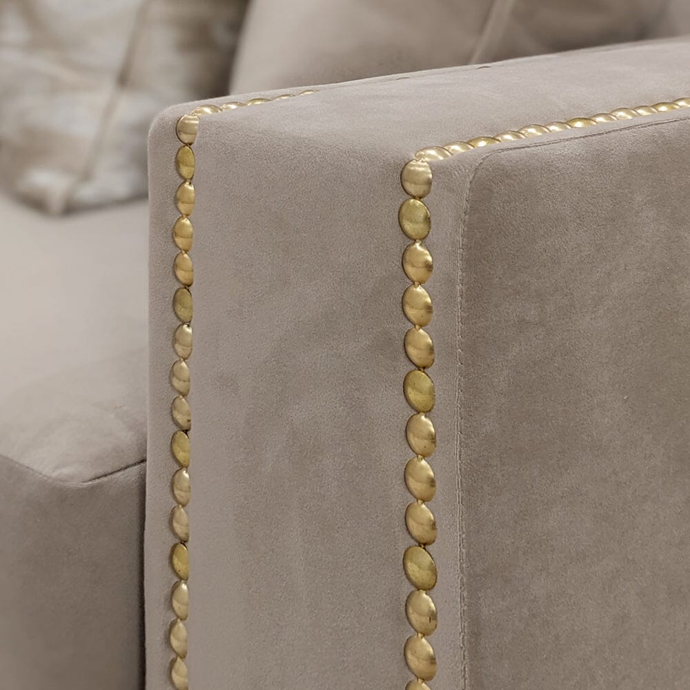 Kiara Mink Velvet Sofa Collection With Brass Studs MTO Sofa