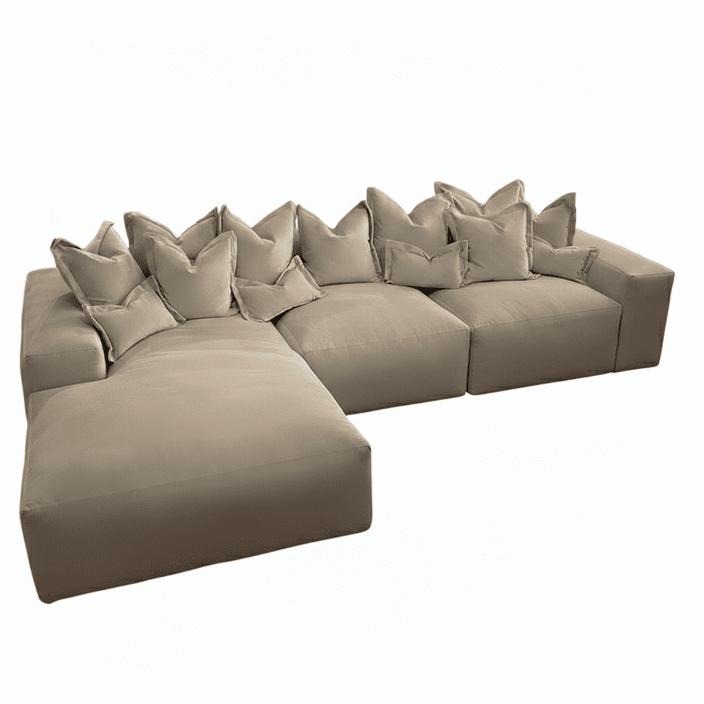 Kiara Mink Velvet Sofa Collection With Brass Studs Sofa