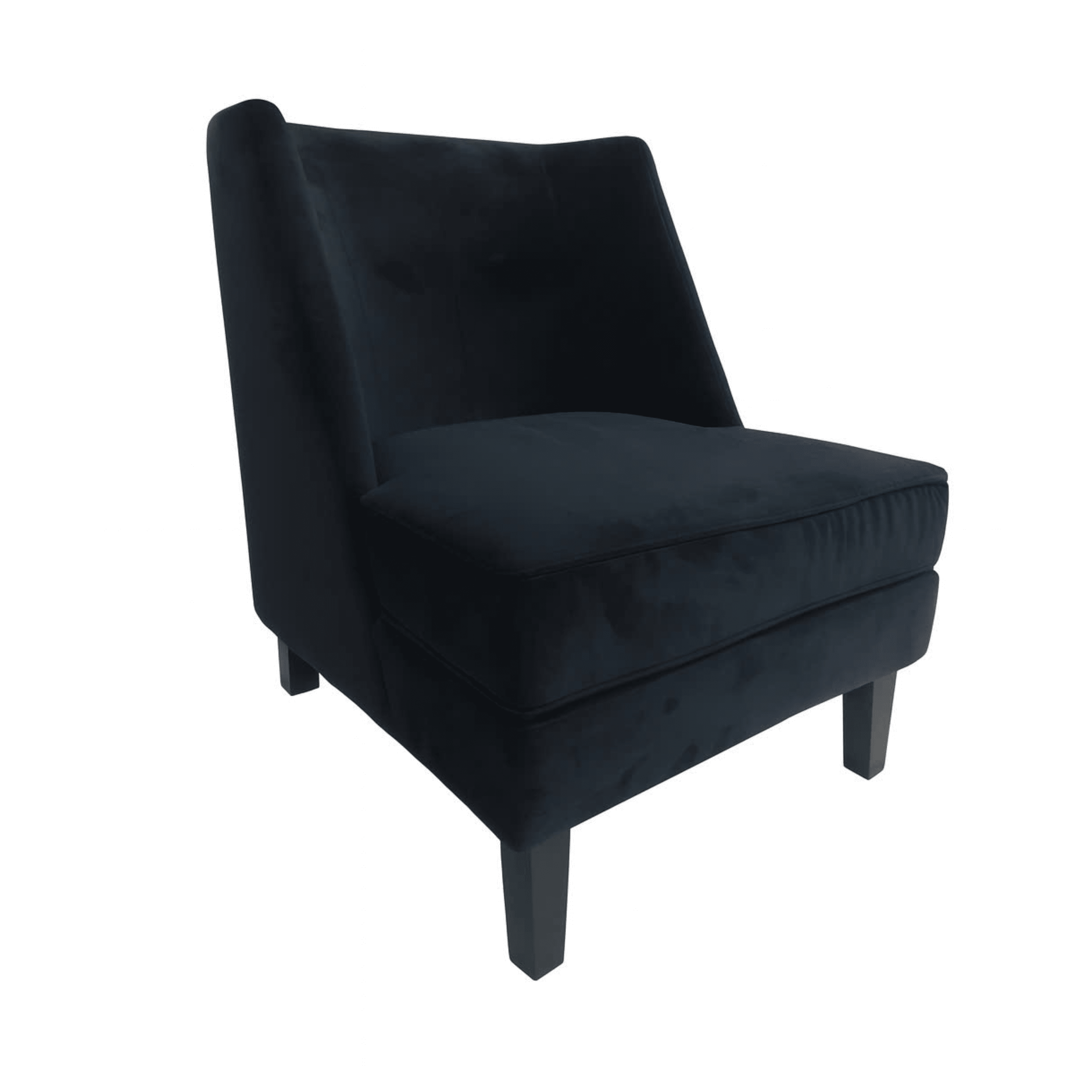 Knightsbridge Black Velvet Accent Chair With Black Piping Furniture