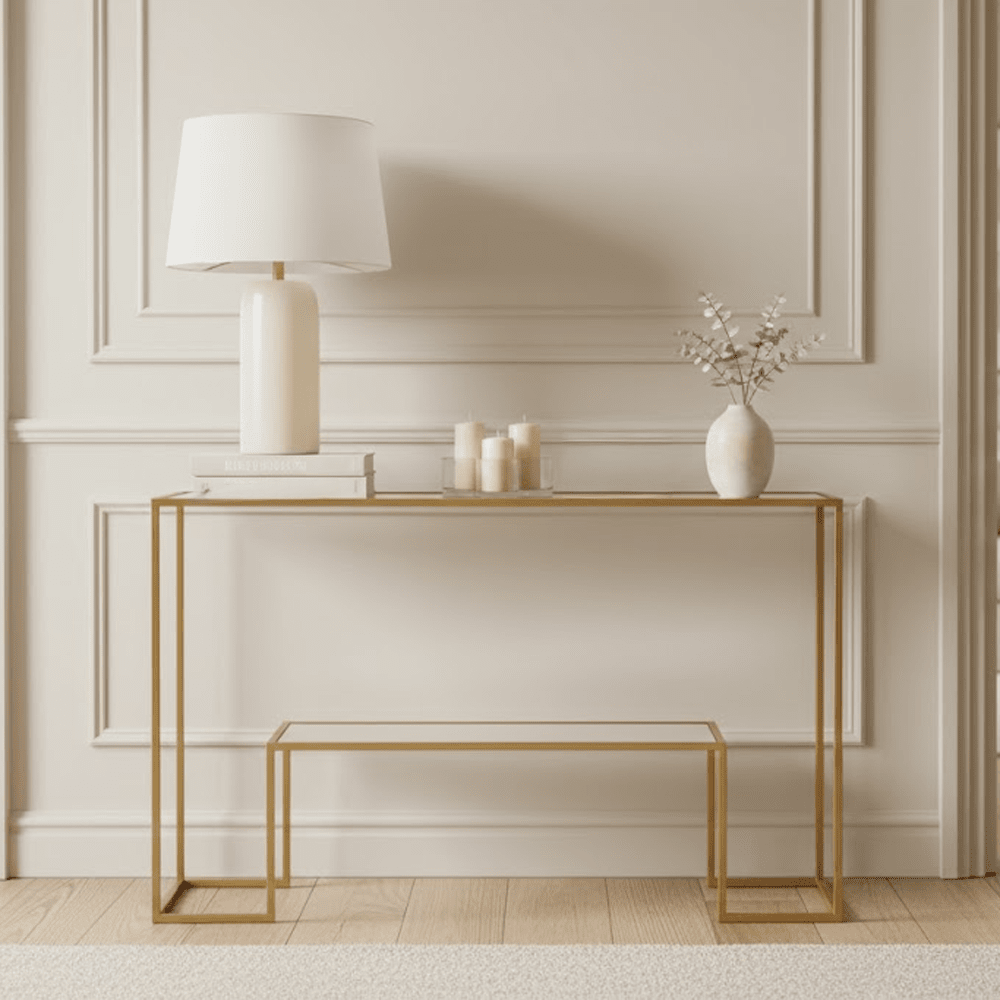 Kova Gold & Glass Console Table Furniture