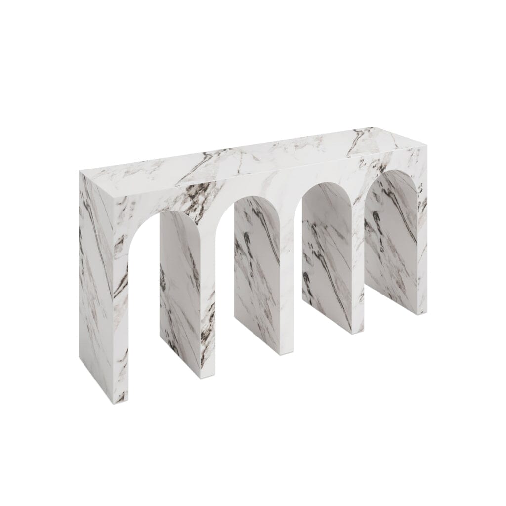 Kyoto Luxury White Marble Effect Arched Console Table Furniture