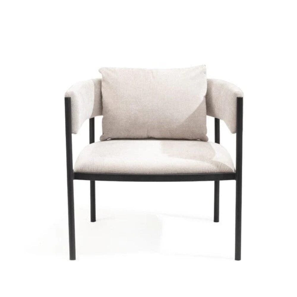 Laos Cream Textured Velvet Accent Chair with Black Legs Furniture