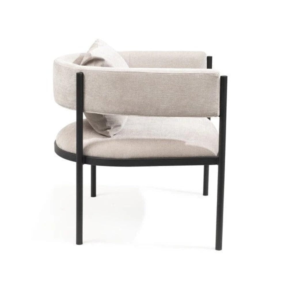 Laos Cream Textured Velvet Accent Chair with Black Legs Furniture