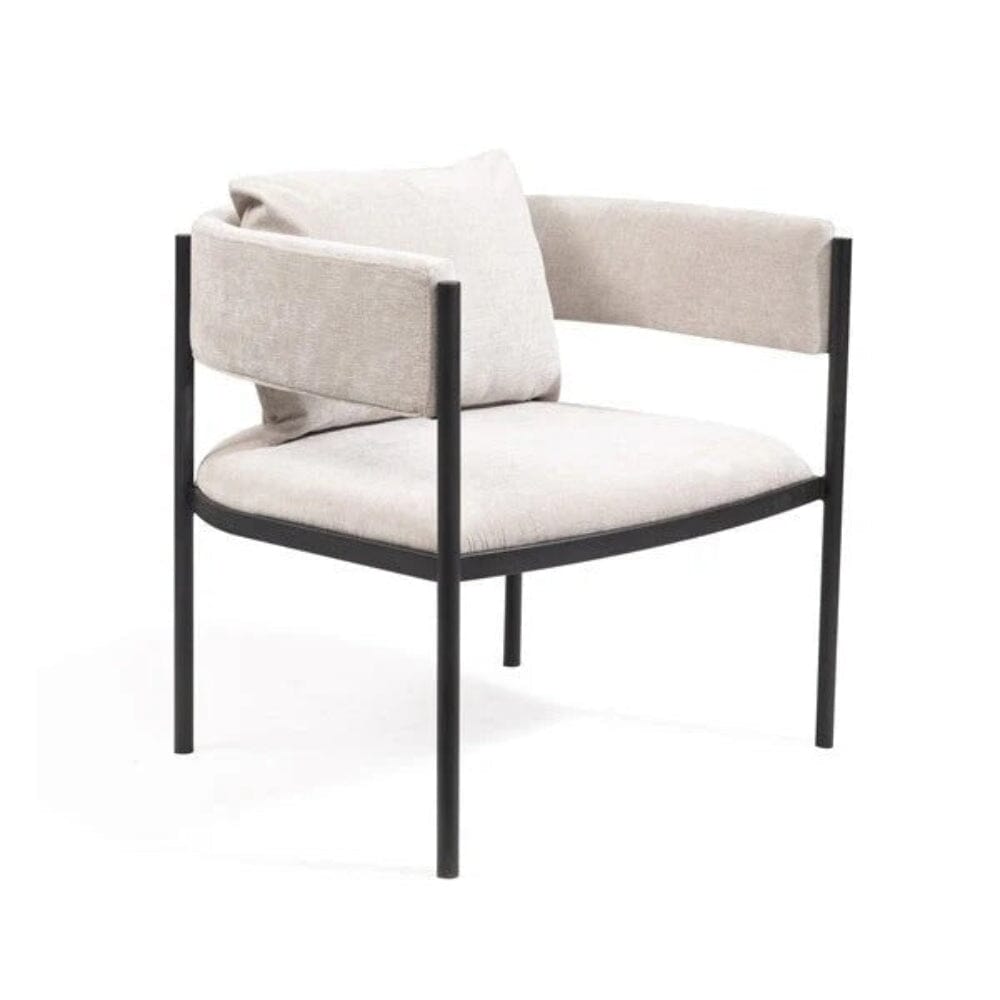 Laos Cream Textured Velvet Accent Chair with Black Legs Furniture