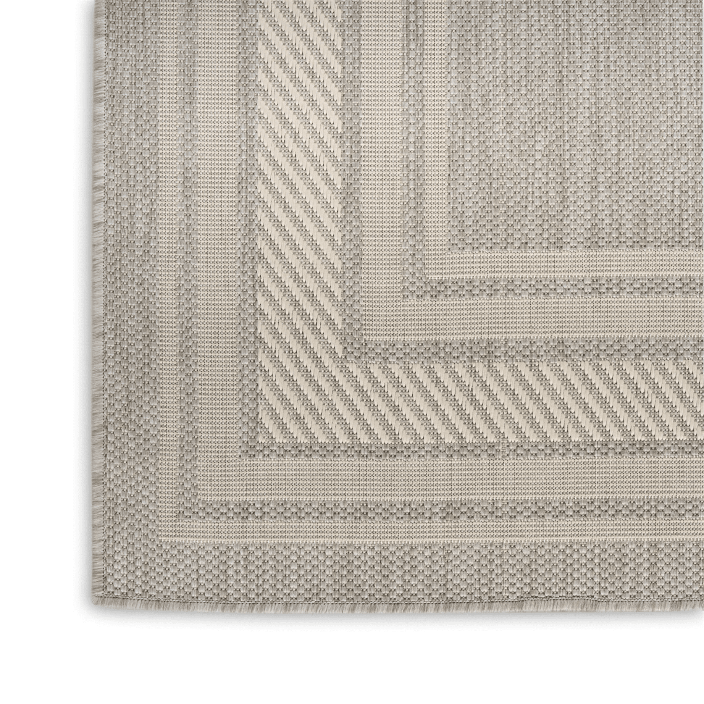 Lara Grey Indoor Outdoor Rug with Cream Border Textiles