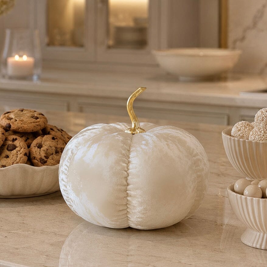 Large Cream Velvet Pumpkin Accessories