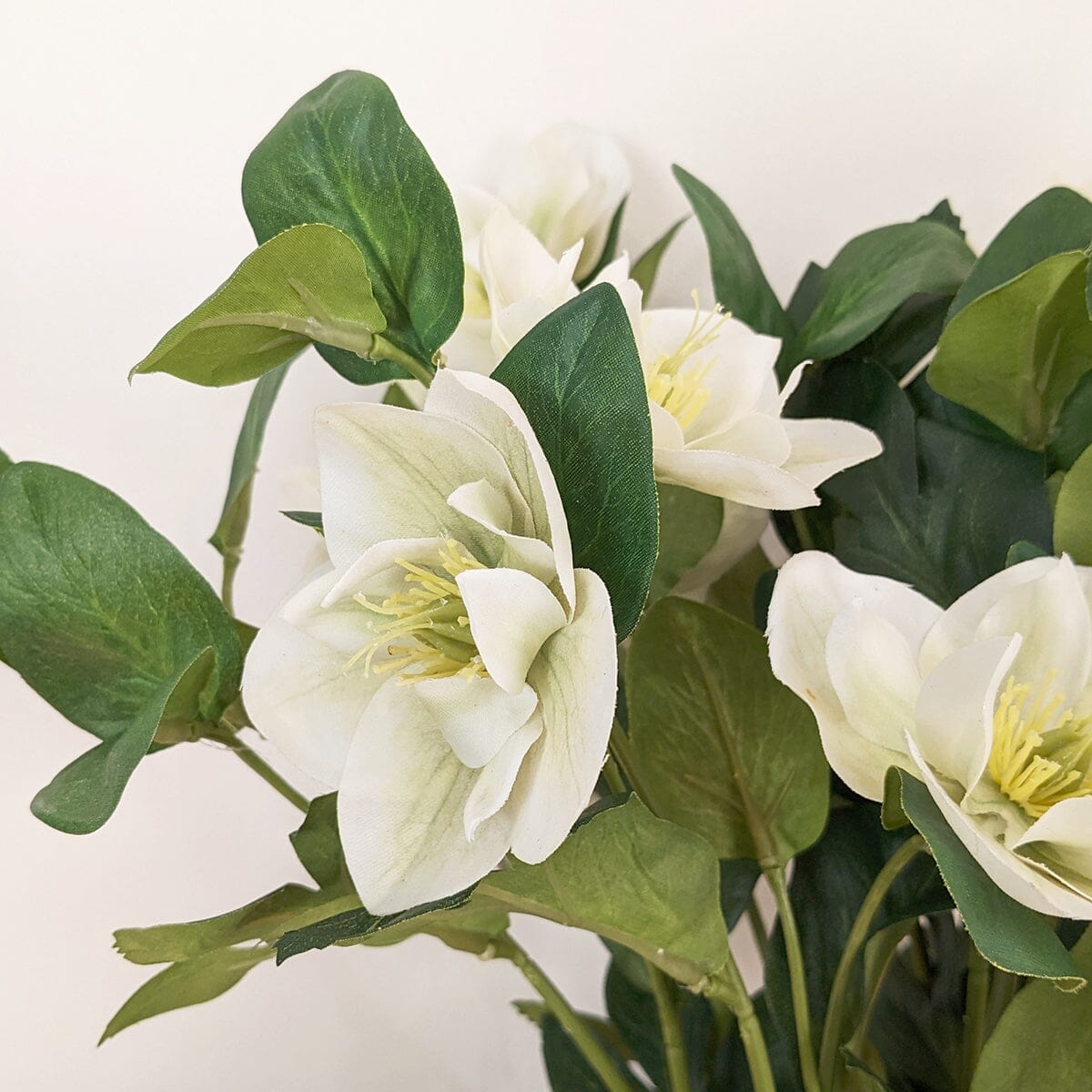 Large Faux White Hellebore Plant in Stone Pot Accessories