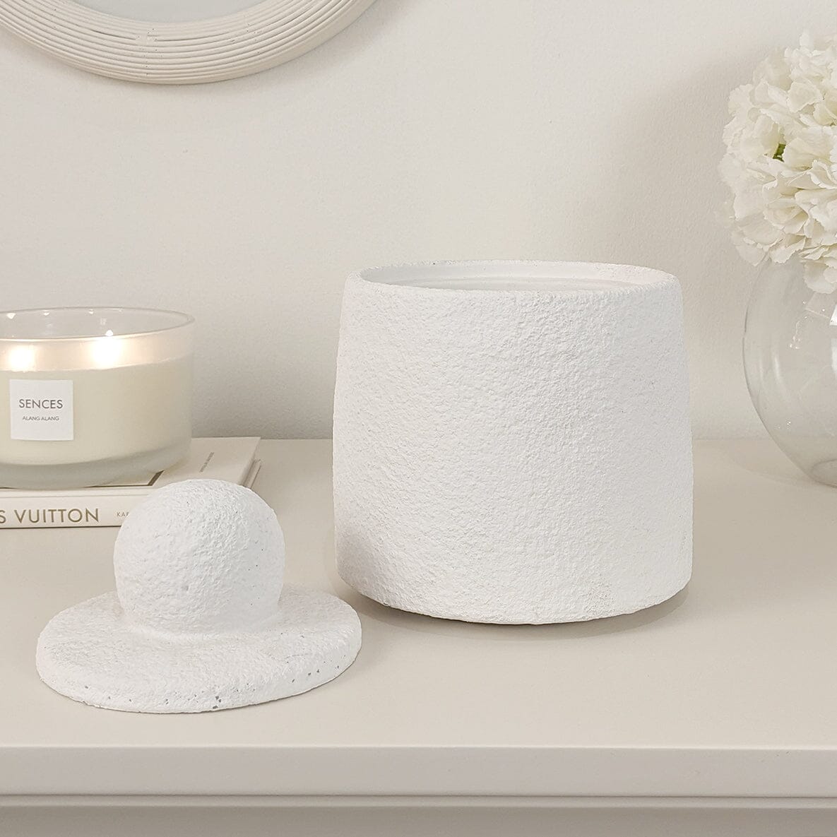 Laurel White Textured Decorative Jar Accessories