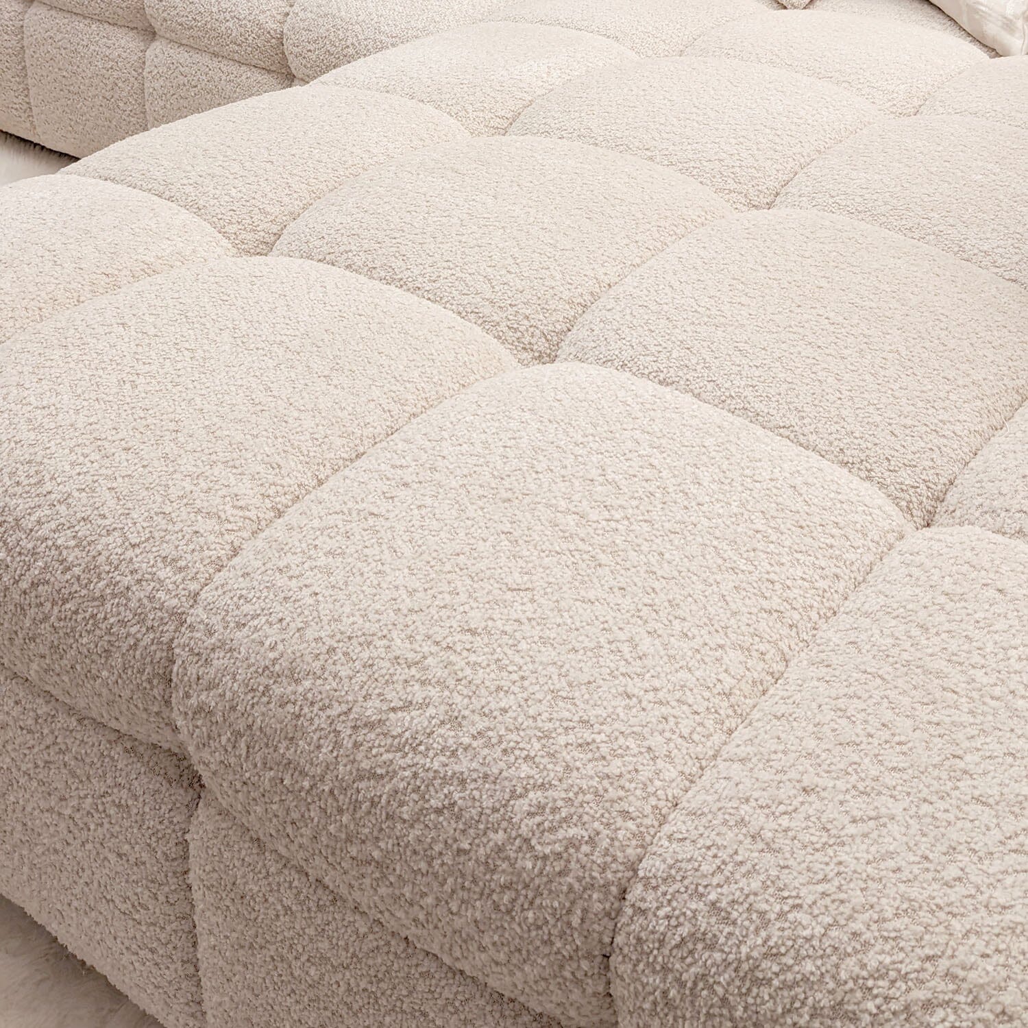 Layla Tufted Oatmeal Boucle Chunky Sofa Range Sofa