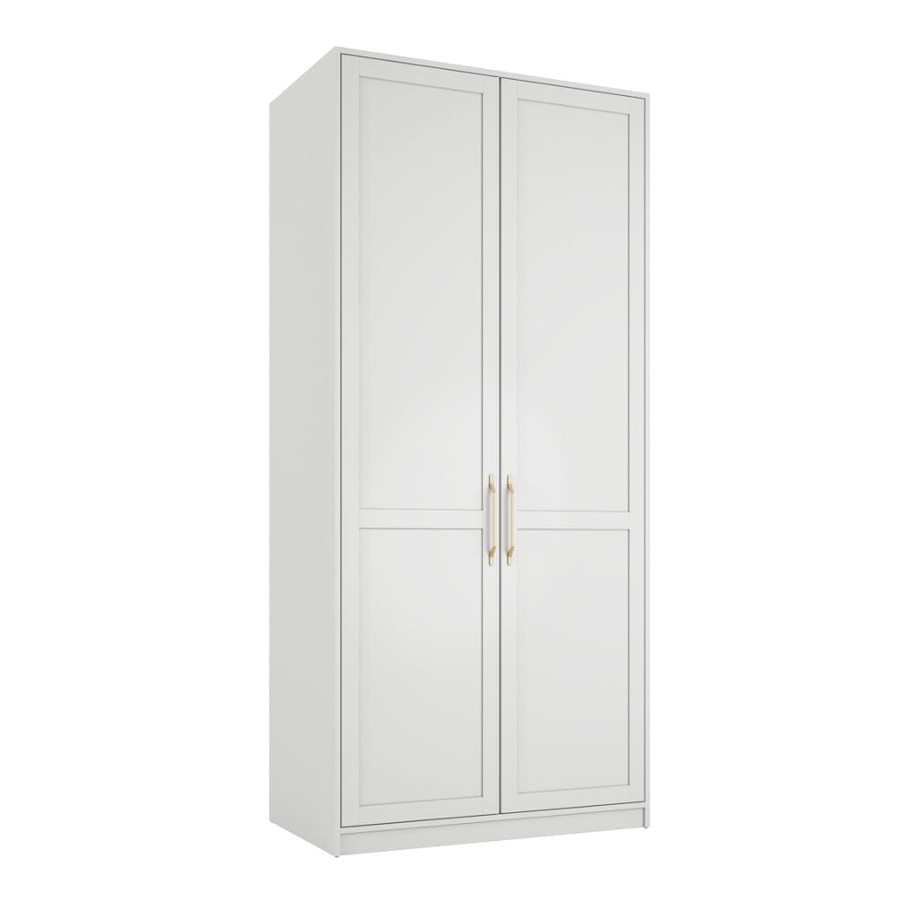 Layla White Double Wardrobe with Gold Handles Furniture