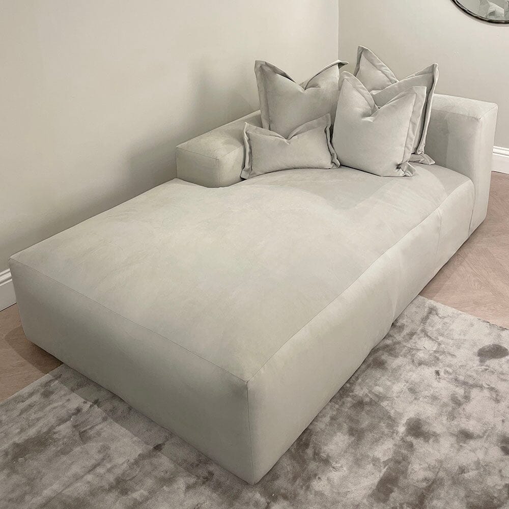 Lenox Silver Velvet Pillow Back Modular Sofa Range MTO Sofa