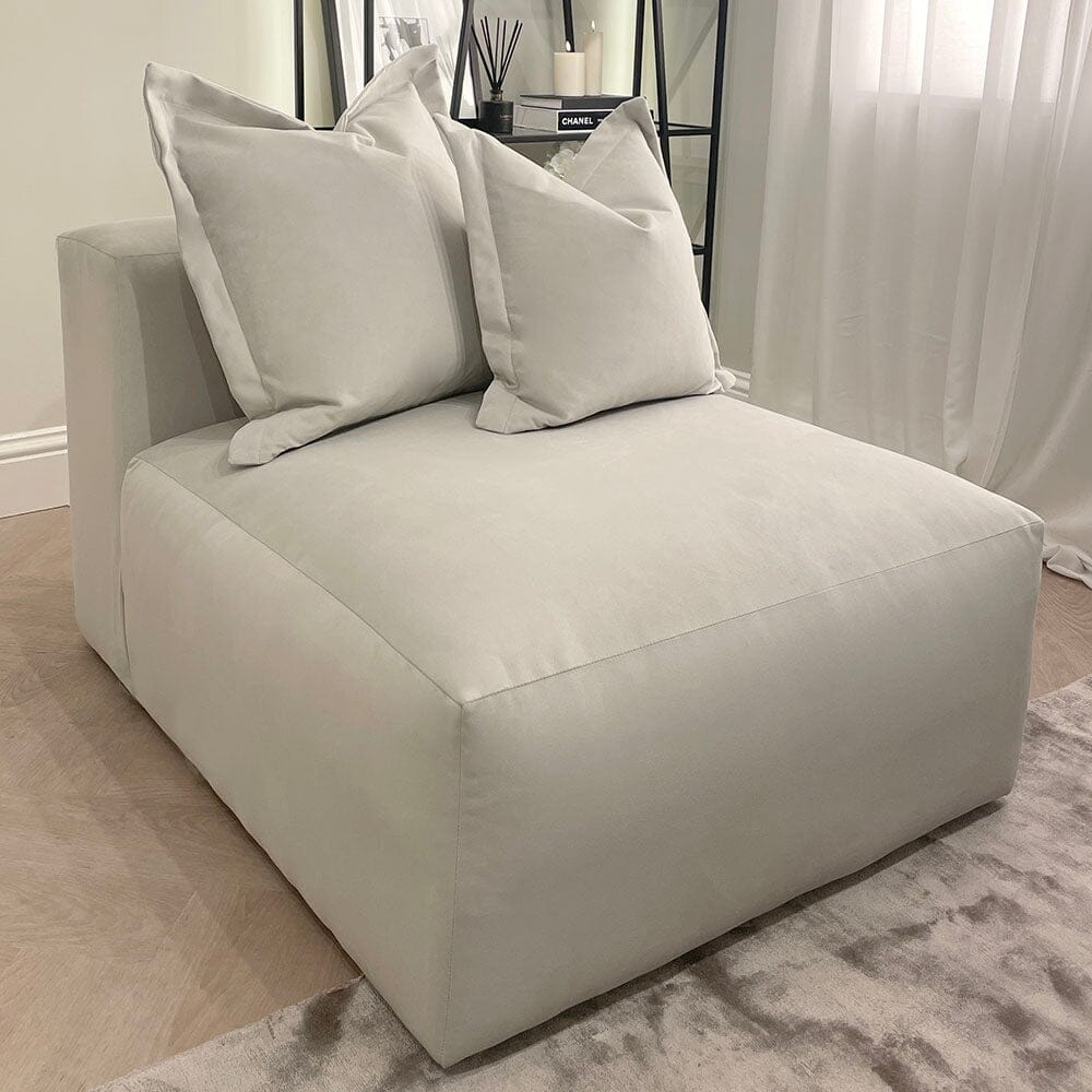 Lenox Silver Velvet Pillow Back Modular Sofa Range MTO Sofa
