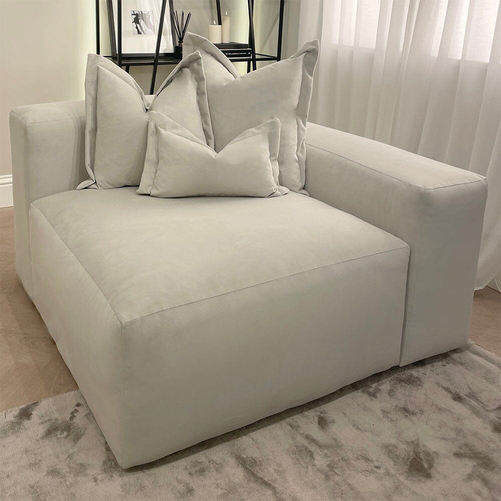 Lenox Silver Velvet Pillow Back Modular Sofa Range MTO Sofa