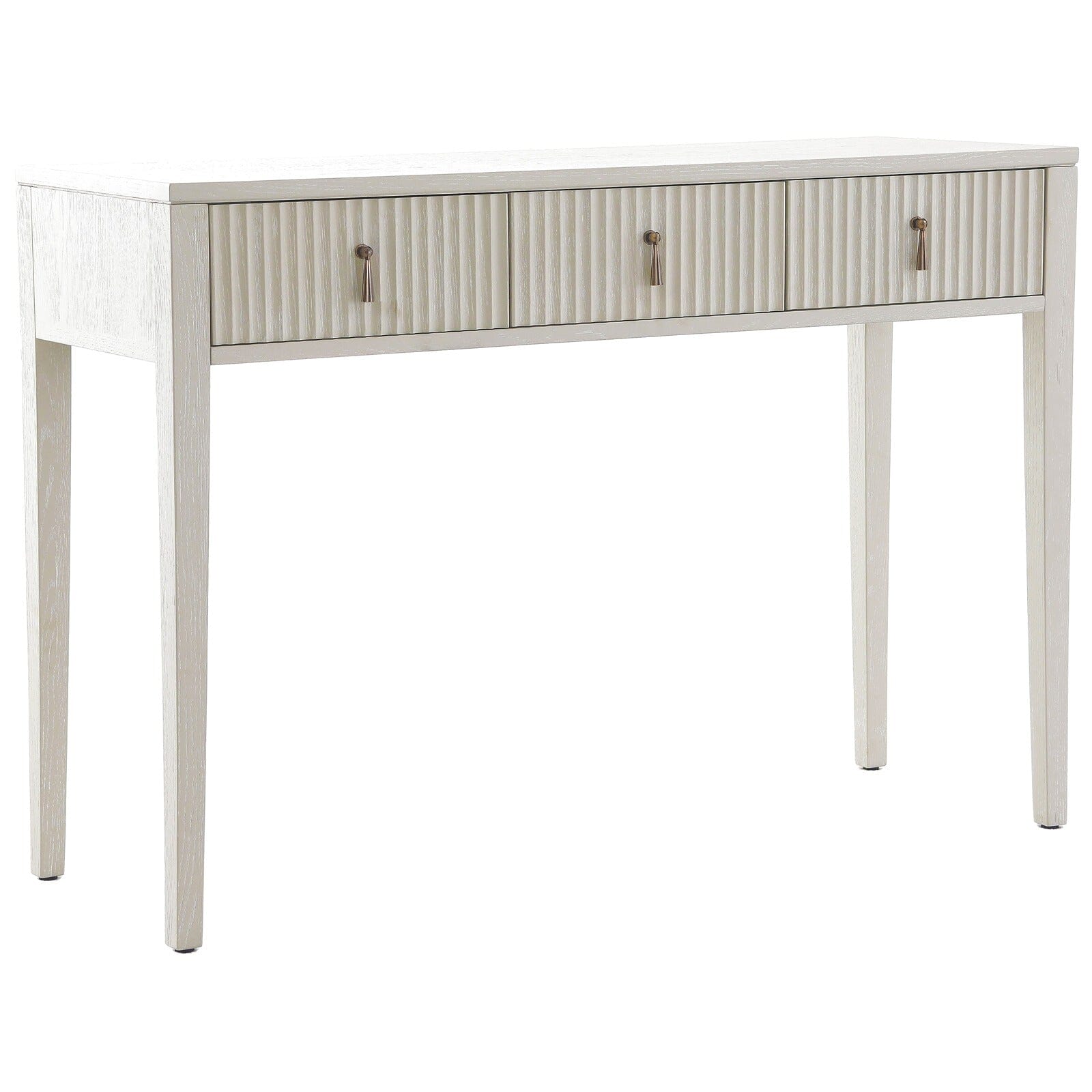 Lettos Whitewash Wooden Ribbed Front Console Table / Dressing Table Furniture