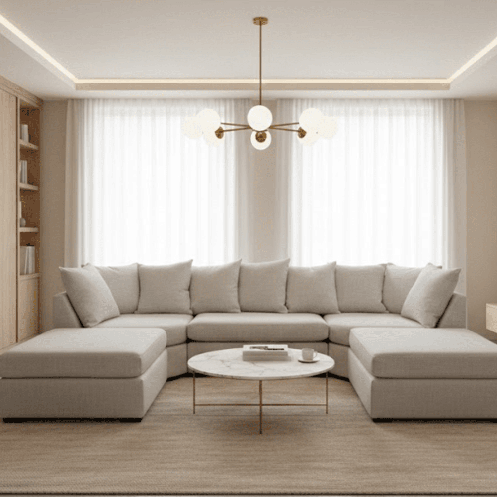 Lexington Porridge Textured Large U Shape Sofa Sofa