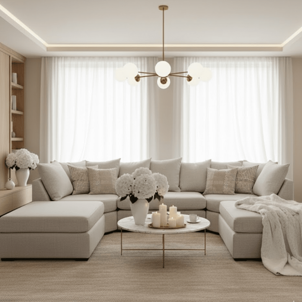 Lexington Porridge Textured Large U Shape Sofa Sofa