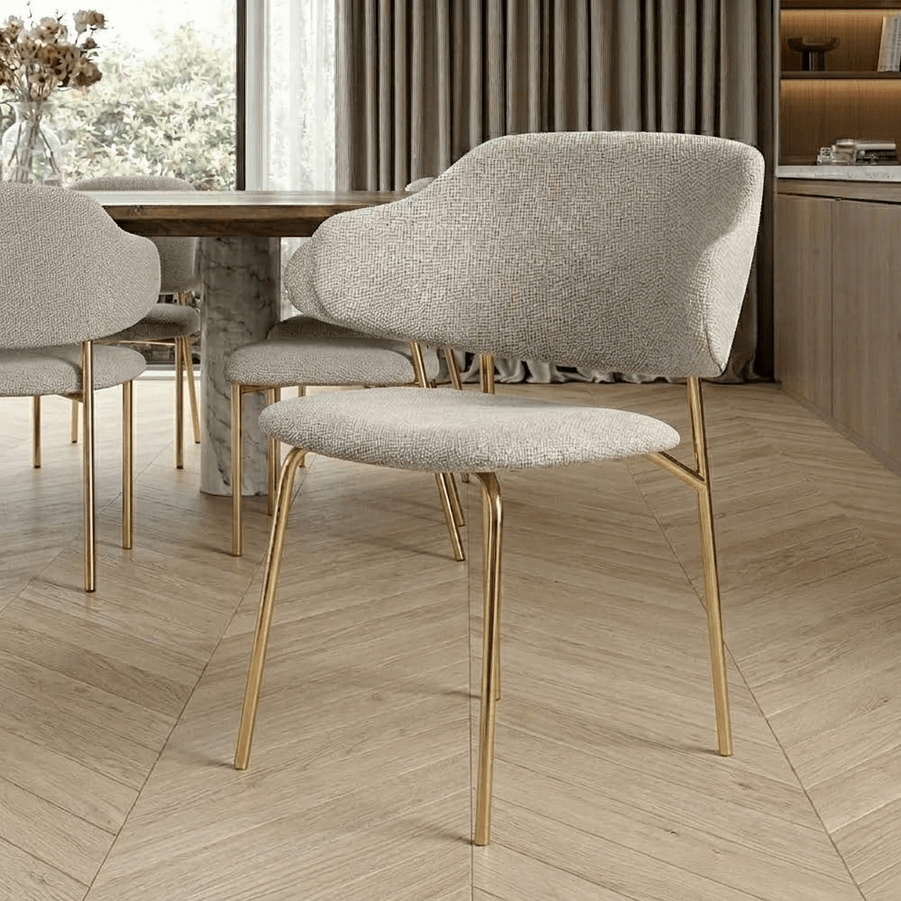 Libbie Beige & Gold Dining Chair Furniture