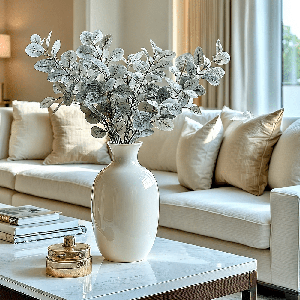 Light Green Dusted Faux Eucalyptus Single Stem Accessories