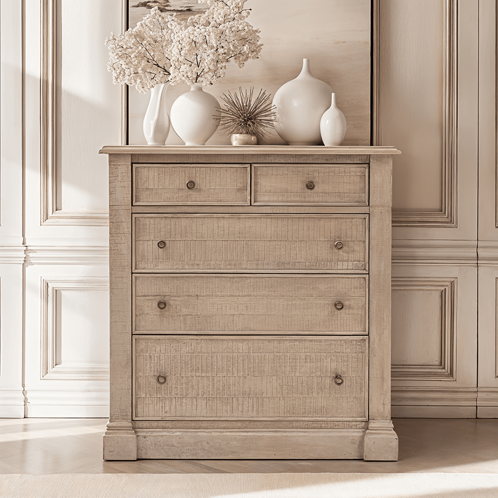 Lilliana Luxury 5 Drawer Chest with Brass Handles Furniture
