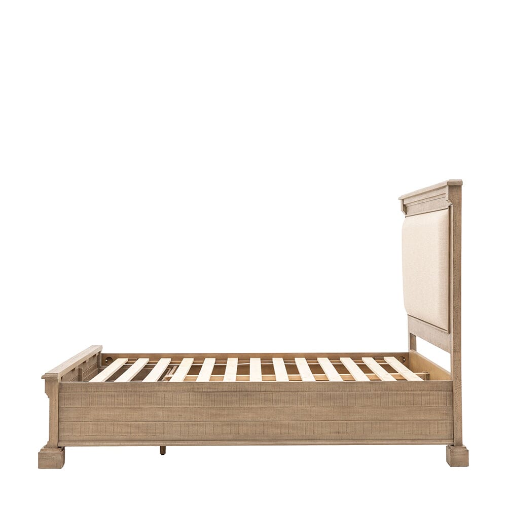 Lilliana Luxury Cream Linen & Wood Bed with Drawer Storage Beds and Headboards