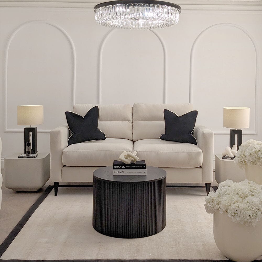 Lisbon Cream Velvet Sofa Range with Stitch Detailing Sofa Large Sofa