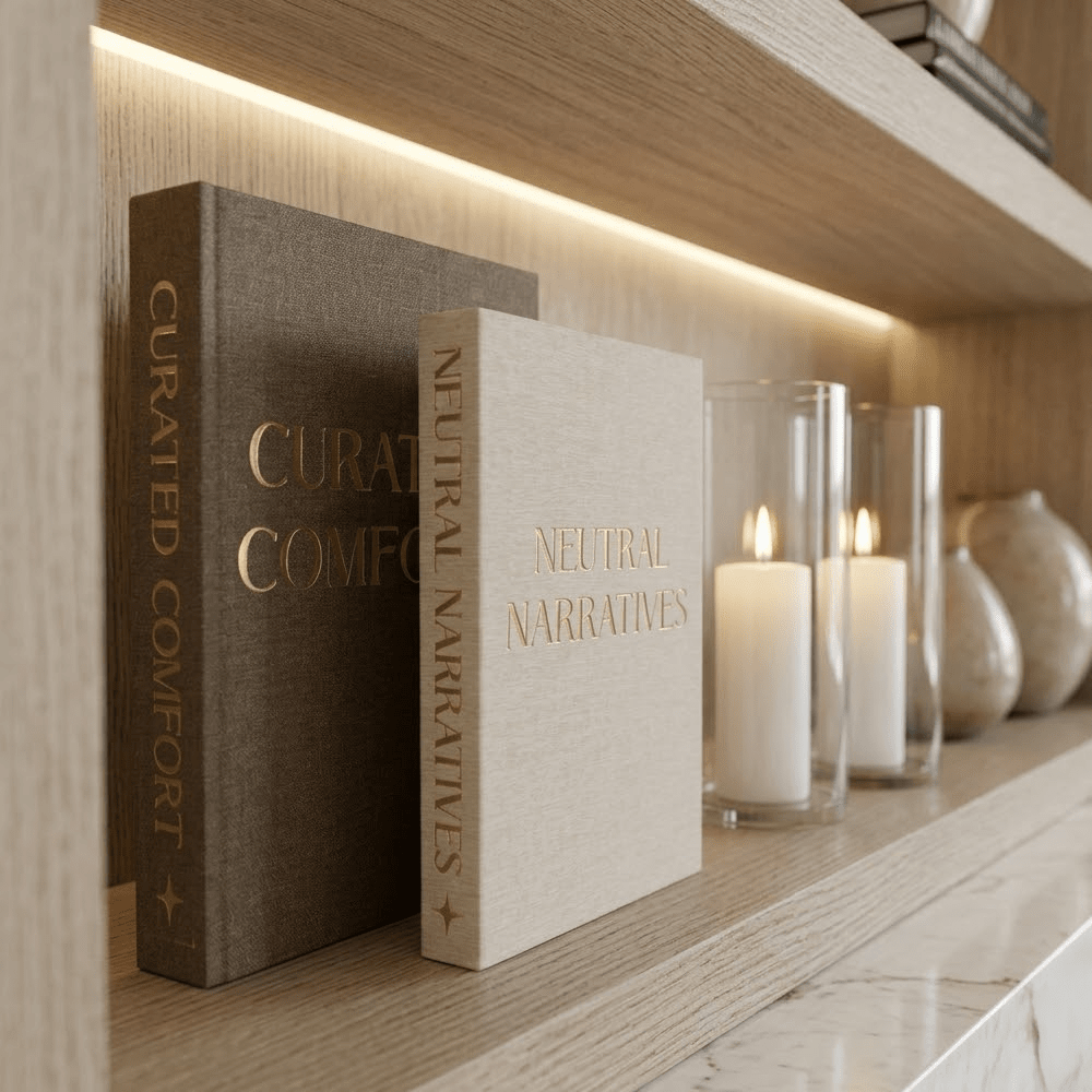 Lisle Cream & Brown Linen Effect Decorative Book Boxes - Set of 2 Accessories