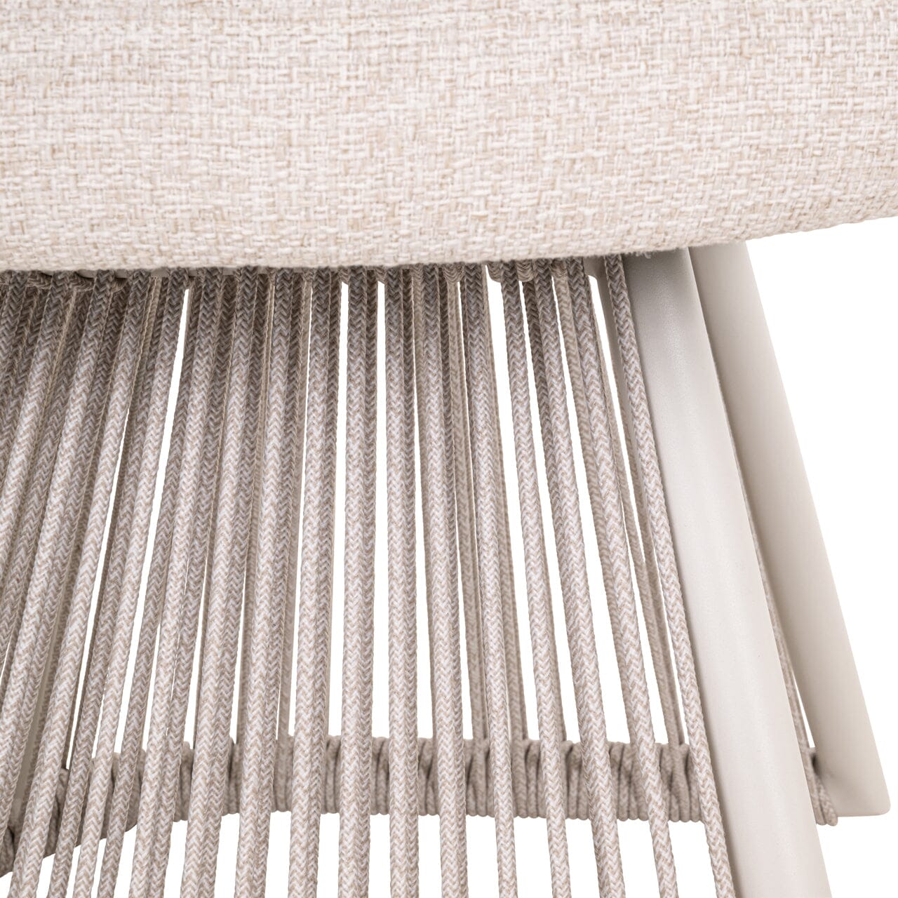 Liu Cream Upholstered Outdoor Dining Chair with Rope Detail Outdoor