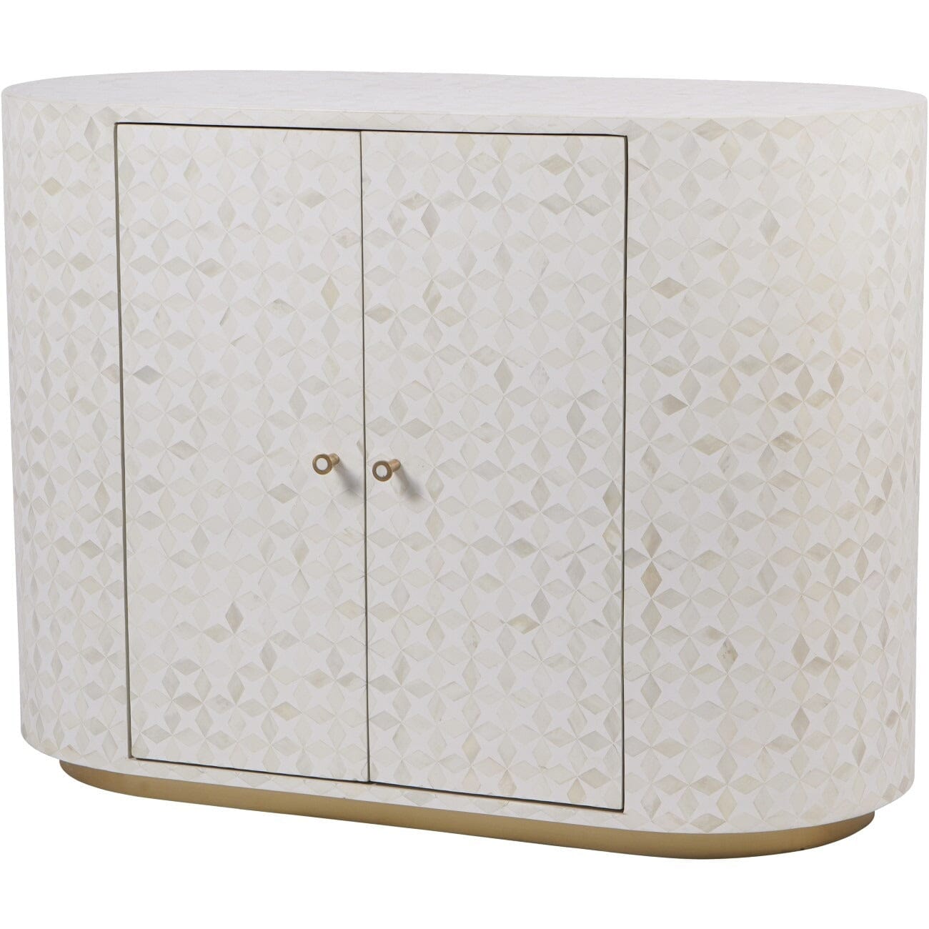 Livia Cream & Gold Patterned Bone 2 Door Cabinet Furniture