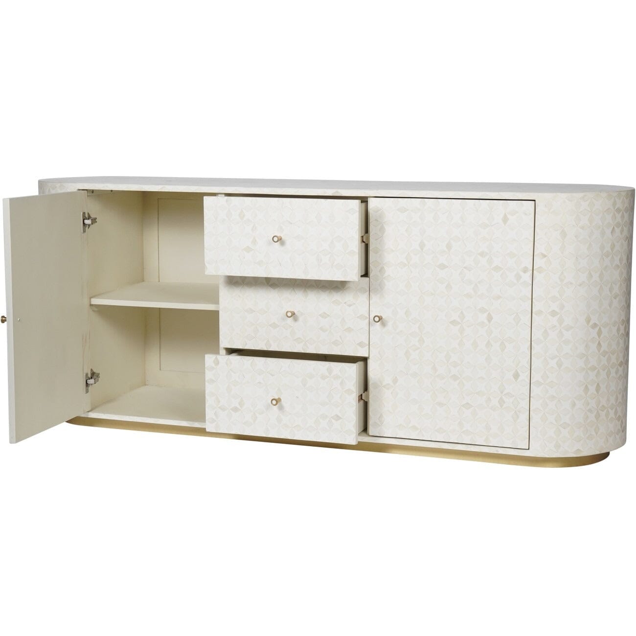 Livia Cream & Gold Patterned Bone Sideboard Furniture