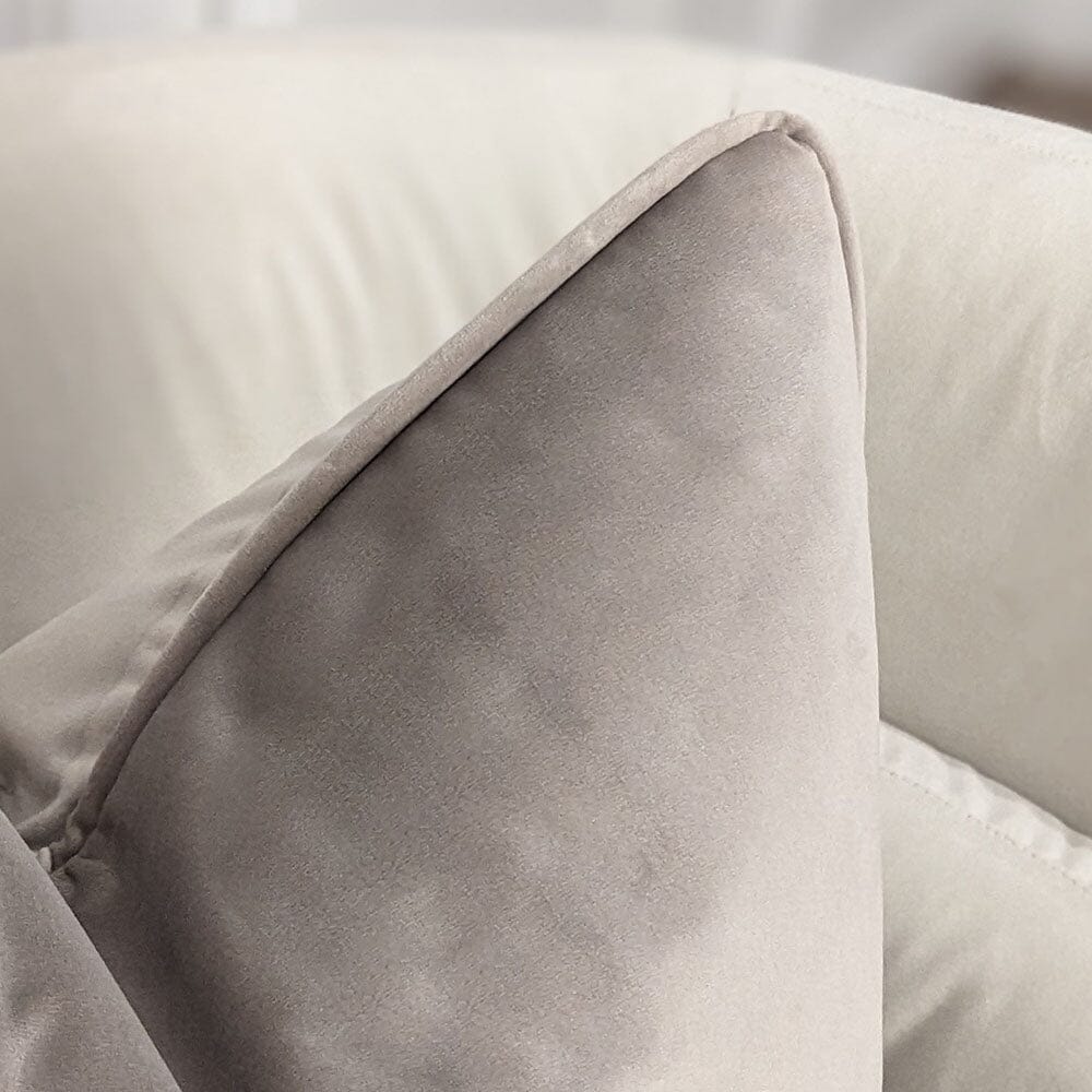 London Warm Grey Velvet Piped Cushion - 46x46cm Textiles