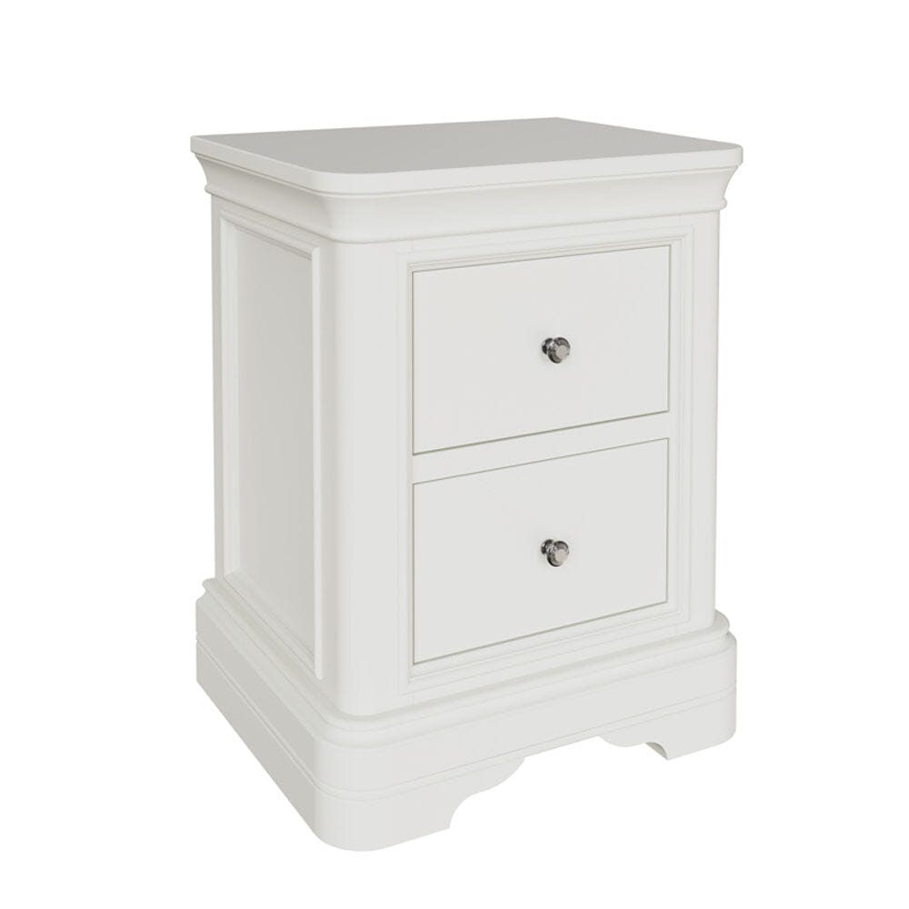 Louvre White Wooden 2 Drawer Bedside Table Furniture