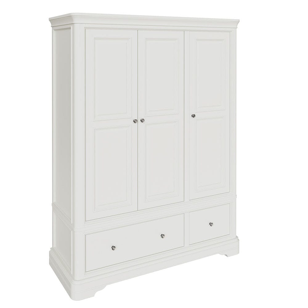 Louvre White Wooden 3 Door Wardrobe Furniture
