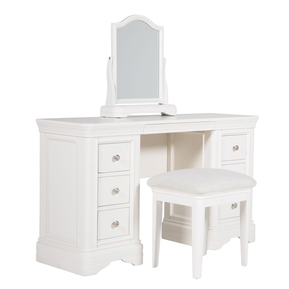 Louvre White Wooden Upholstered Stool Furniture